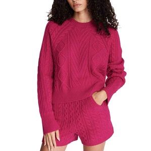 Rag & Bone Pierce Cashmere Magenta Cable‎ Knit Sweater Size XL NWT